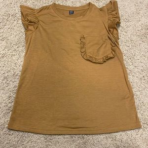 SHEIN top flutter sleeves & pocket